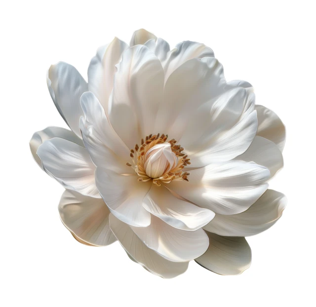 Elegant white peony flower isolated on white background