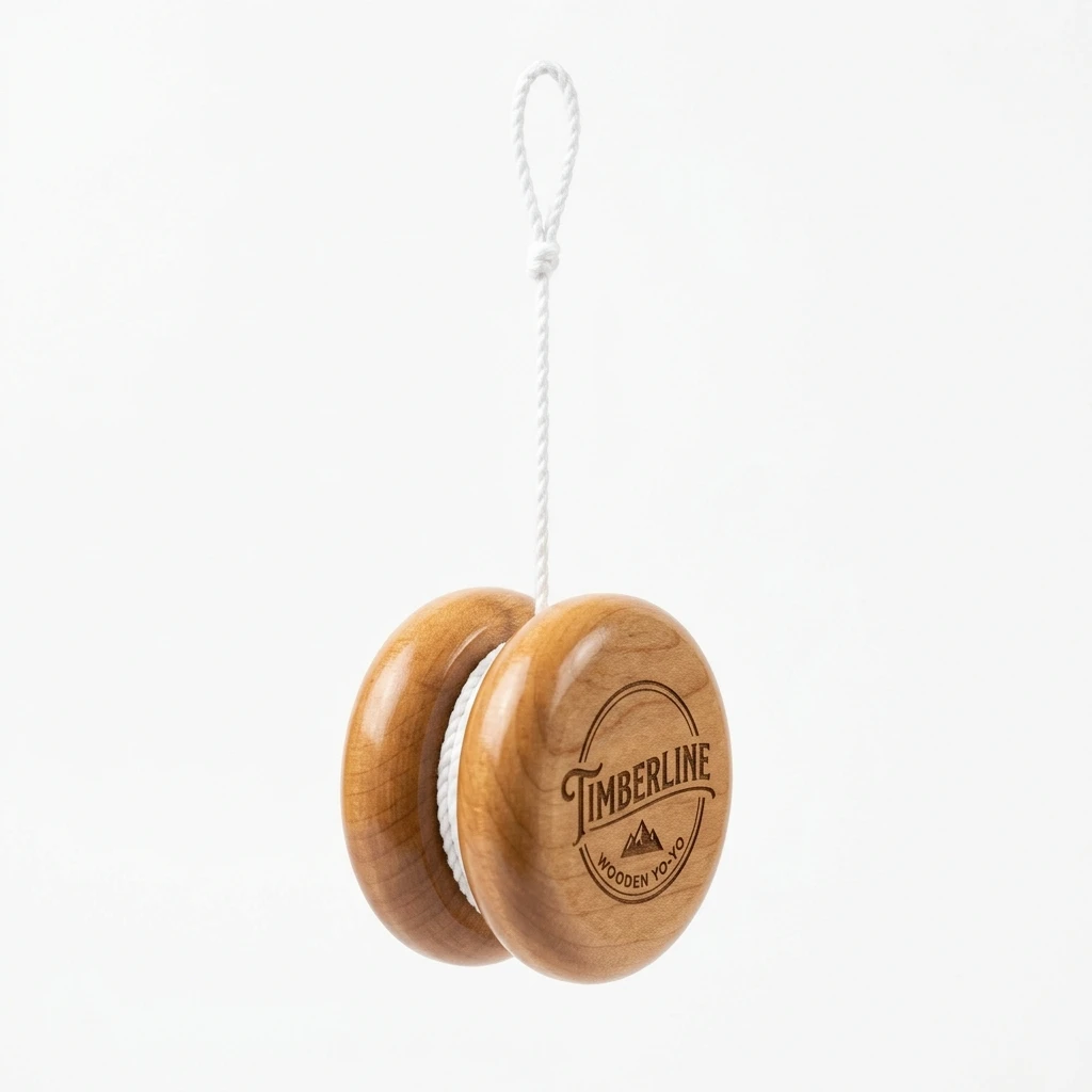 Classic wooden yo-yo with string on white background