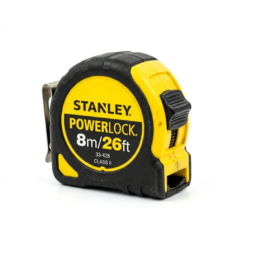 Stanley Powerlock 8m tape measure isolated on white background