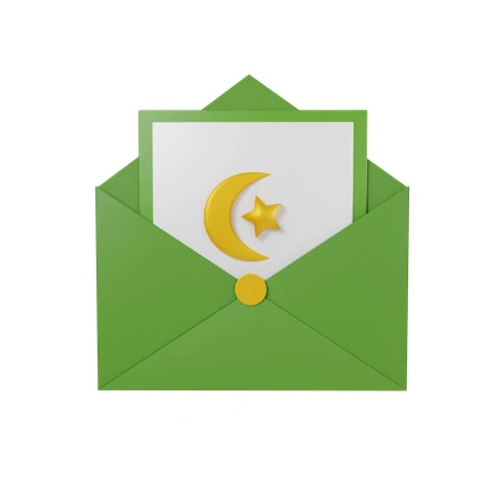 An open envelope with a crescent moon card