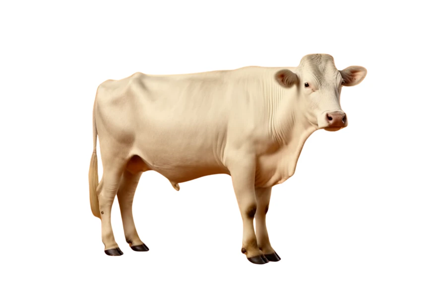 White beef cow isolated on white background