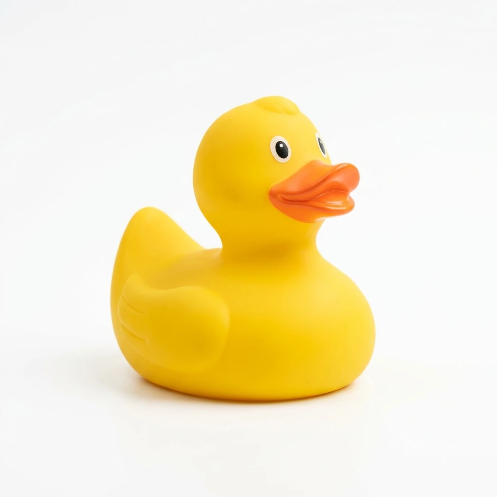Classic yellow rubber duck on a white background