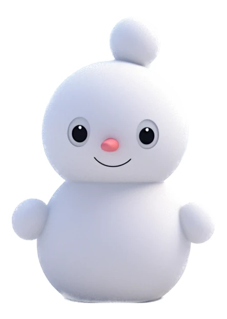 Cute 3D rendered snowman character isolated on white