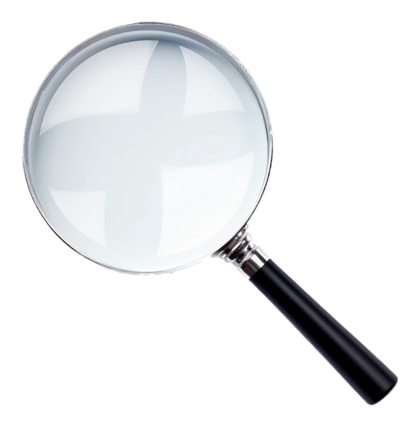Magnifying glass with black handle isolated on white background