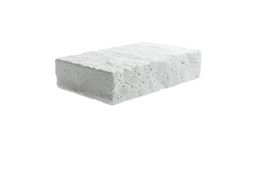 Single white aerated concrete block isolated on white background