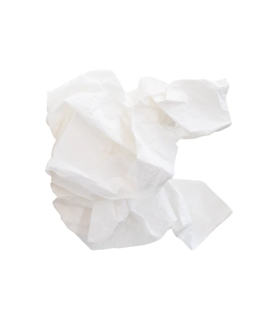 Crumpled white tissue isolated on white background