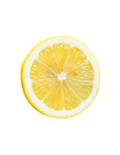 Single fresh lemon slice isolated on white background