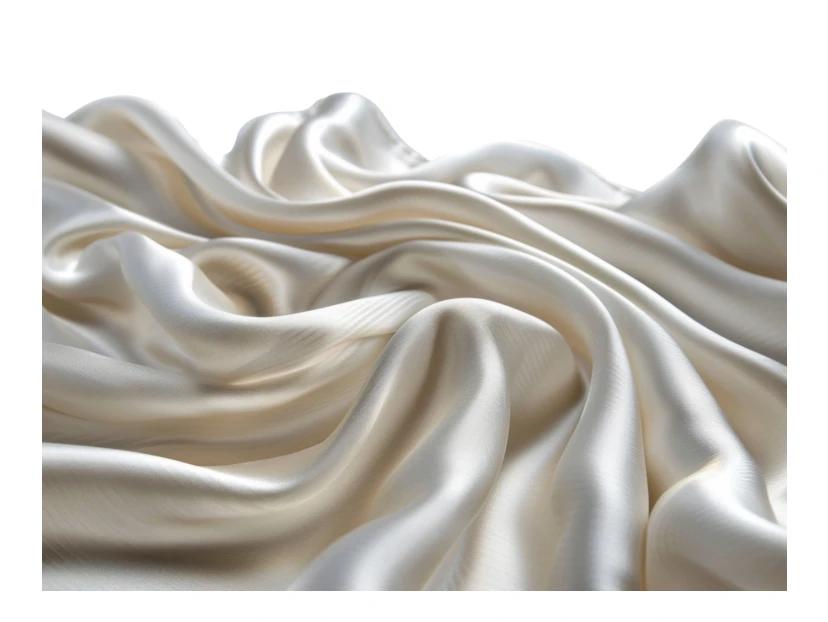Elegant draped white silk fabric with soft ripples