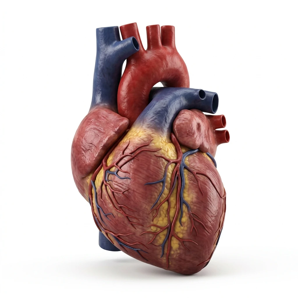 Anatomically accurate human heart illustration on white background