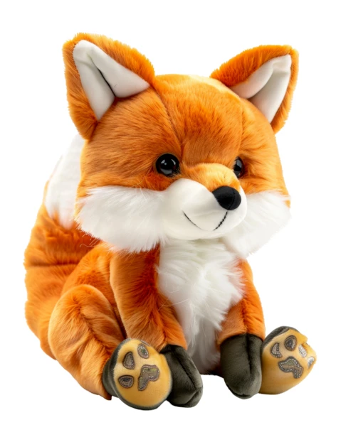 Cute stuffed fox plush toy isolated on white background
