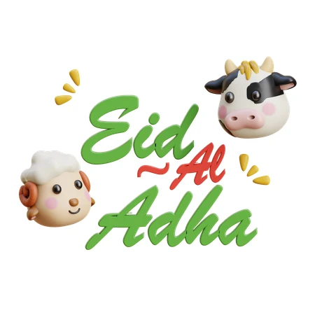 Text saying Eid Al Adha with animals