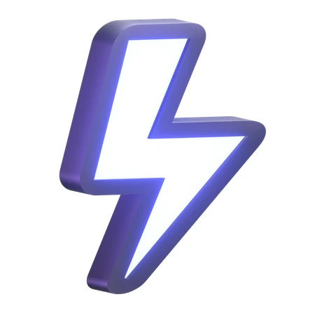 3D render of a purple lightning bolt energy icon