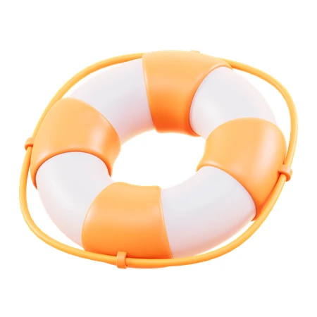 3D orange and white lifebuoy isolated on white background