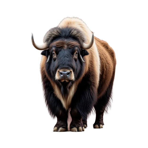 Arctic musk ox isolated on white background