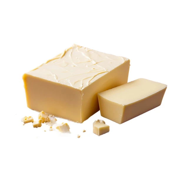 Fresh blocks of dairy butter isolated on white background