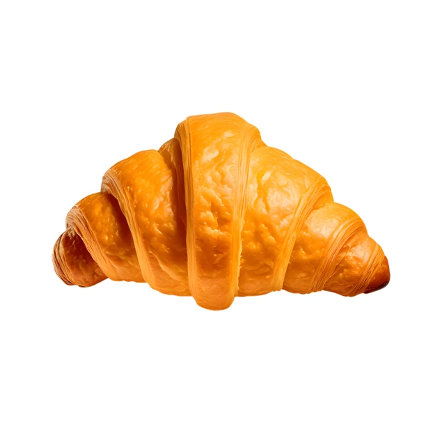 Single fresh butter croissant isolated on white background