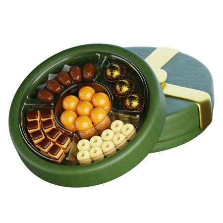 Green Round Gift Box with Assorted Cookies