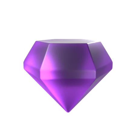 Purple faceted gemstone diamond 3D illustration on white background