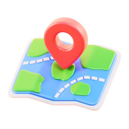3D location pin on stylized colorful navigation map icon