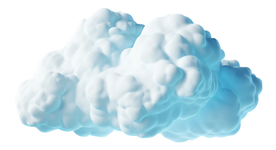 Fluffy white cloud 3D illustration isolated on white background