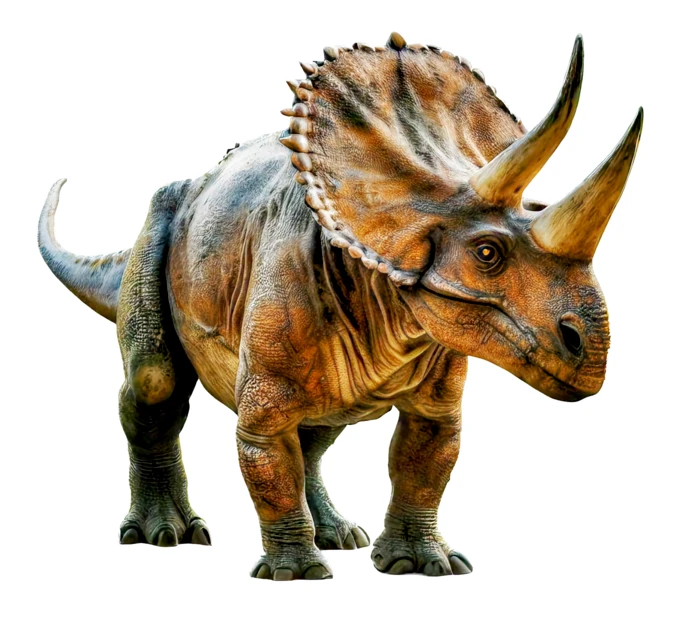 Realistic Triceratops dinosaur model isolated on white background