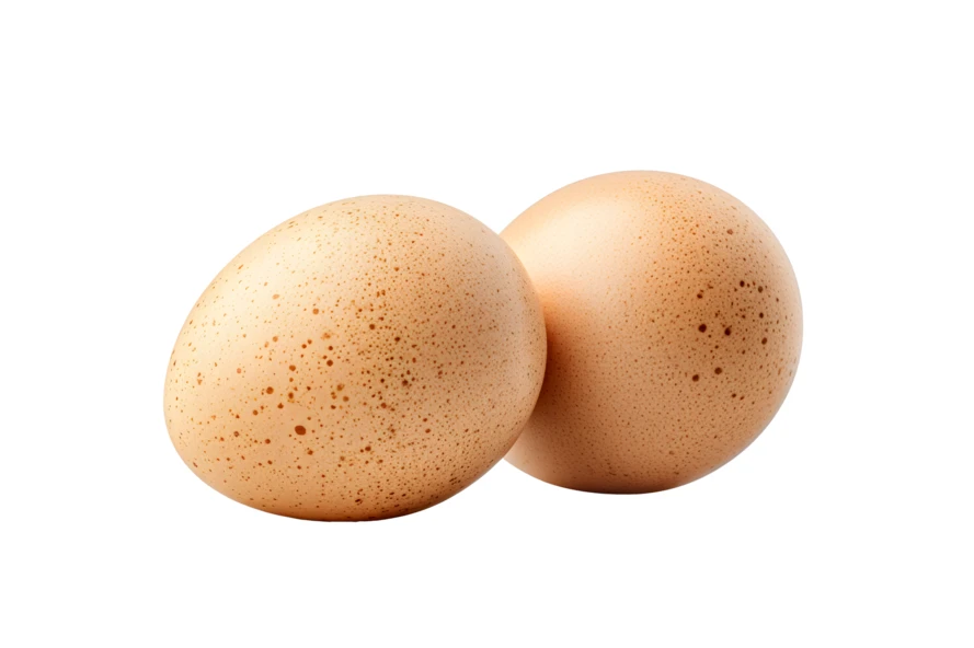 Two brown chicken eggs isolated on white background