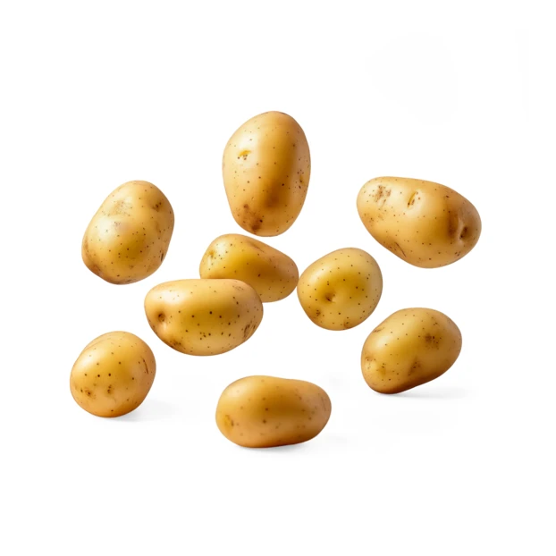 Group of fresh raw baby potatoes isolated on white background