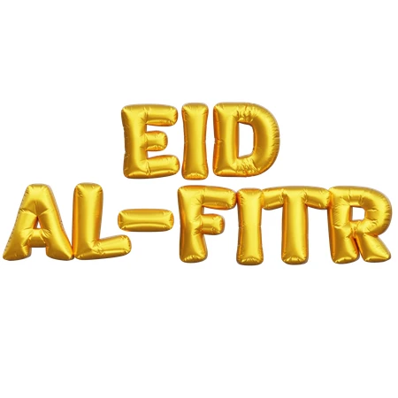 Eid Al-Fitr gold foil balloons isolated on white background
