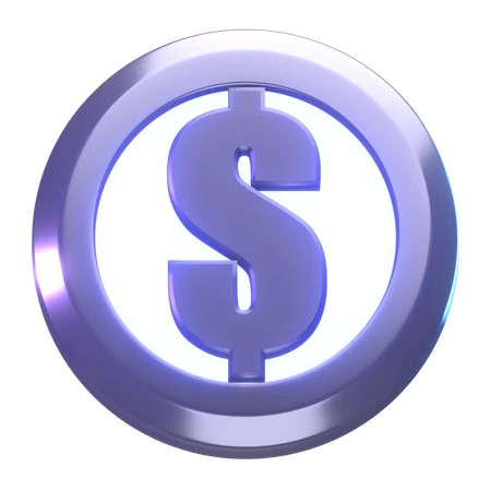 3D metallic purple dollar sign icon in a circle