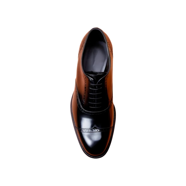 Men's two-tone black and brown leather formal dress shoe