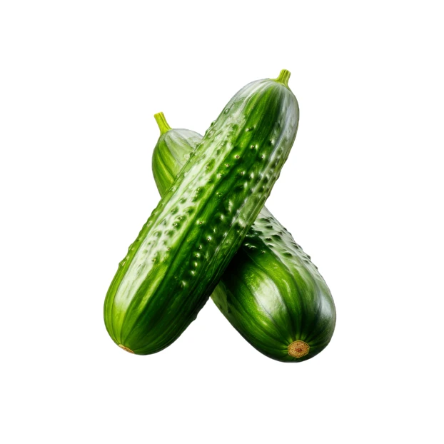Two fresh green cucumbers isolated on white background