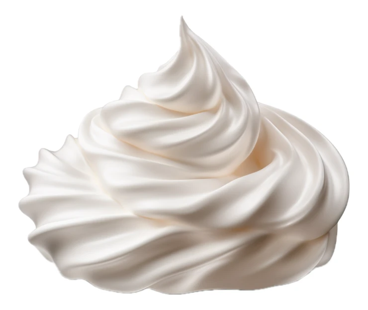 Swirl of white whipped cream isolated on white background