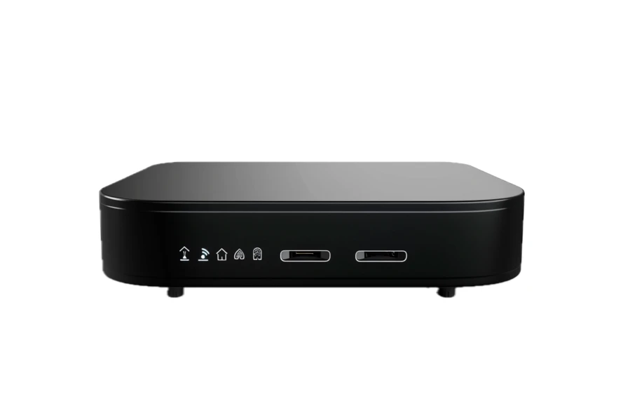 Compact black smart home hub or mini computer