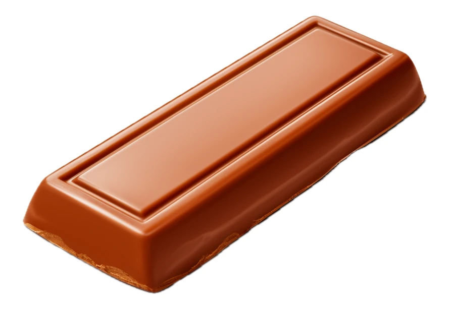 Single rectangular milk chocolate bar isolated on white background