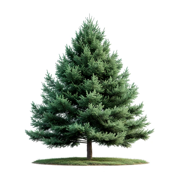 Evergreen spruce tree isolated on white background