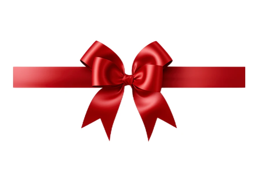 Red satin bow and ribbon isolated on white background