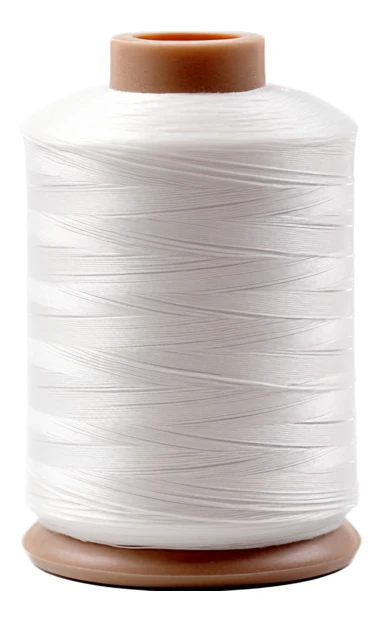 Single spool of white sewing thread isolated on white