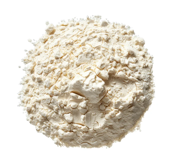 Pile of wheat flour isolated on white background