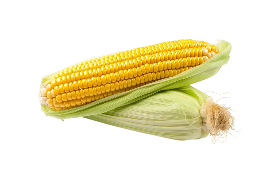 Fresh yellow corn on the cob isolated on white