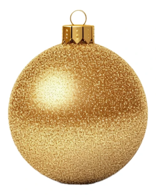 Gold glitter Christmas bauble isolated on white background