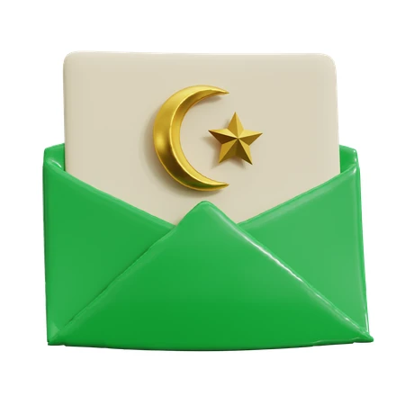 An open green envelope with a card