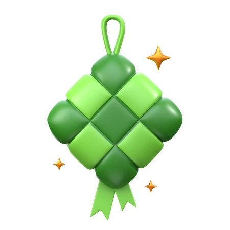 3D ketupat illustration for Eid al-Fitr on white background
