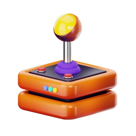 3D rendered retro arcade joystick on white background