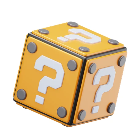 Yellow 3D question mark mystery block on white background