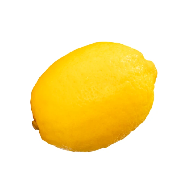 Single whole yellow lemon isolated on white background