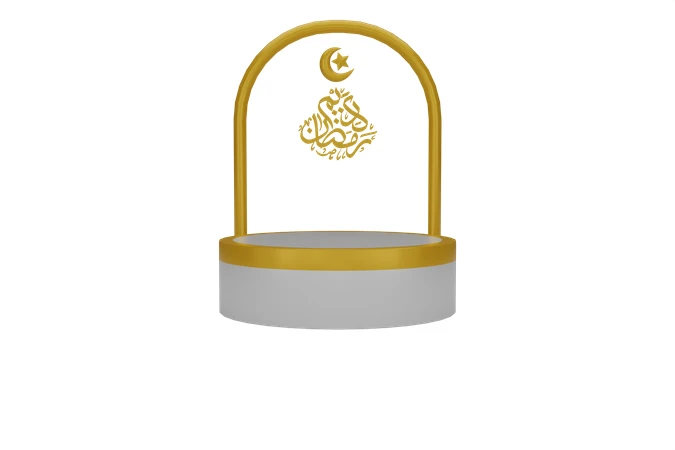 A gold crescent moon on a pedestal