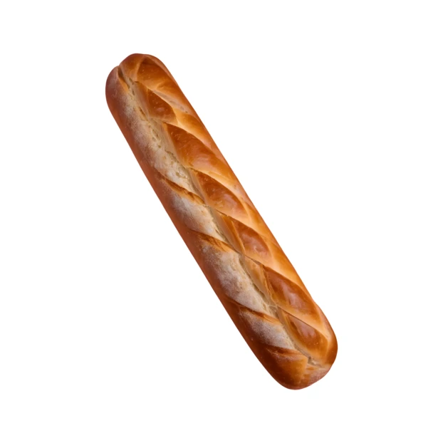 Fresh French baguette bread isolated on white background