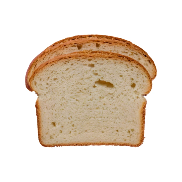 Three slices of fresh white bread isolated on white