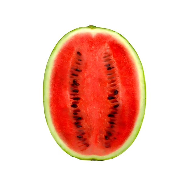 Half of a fresh watermelon isolated on white background