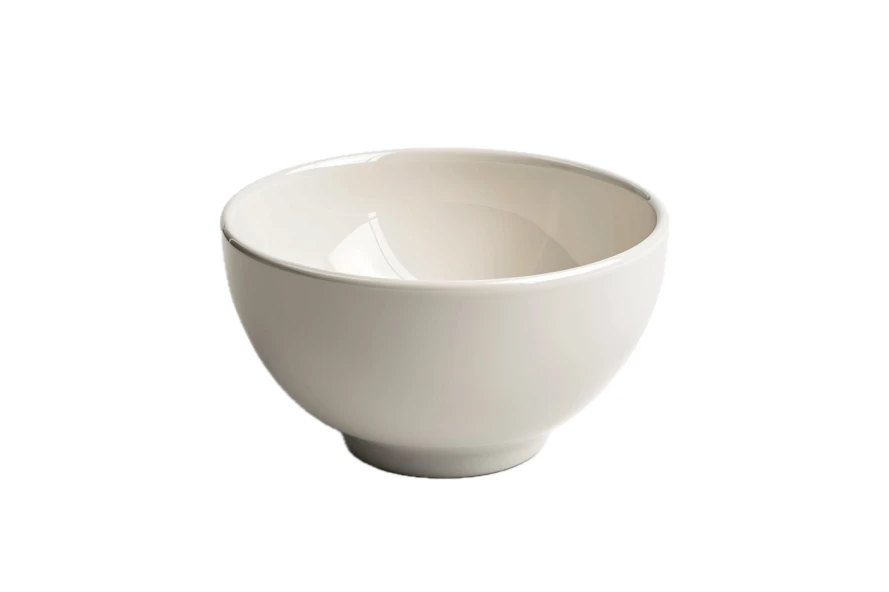 Empty white ceramic bowl isolated on white background